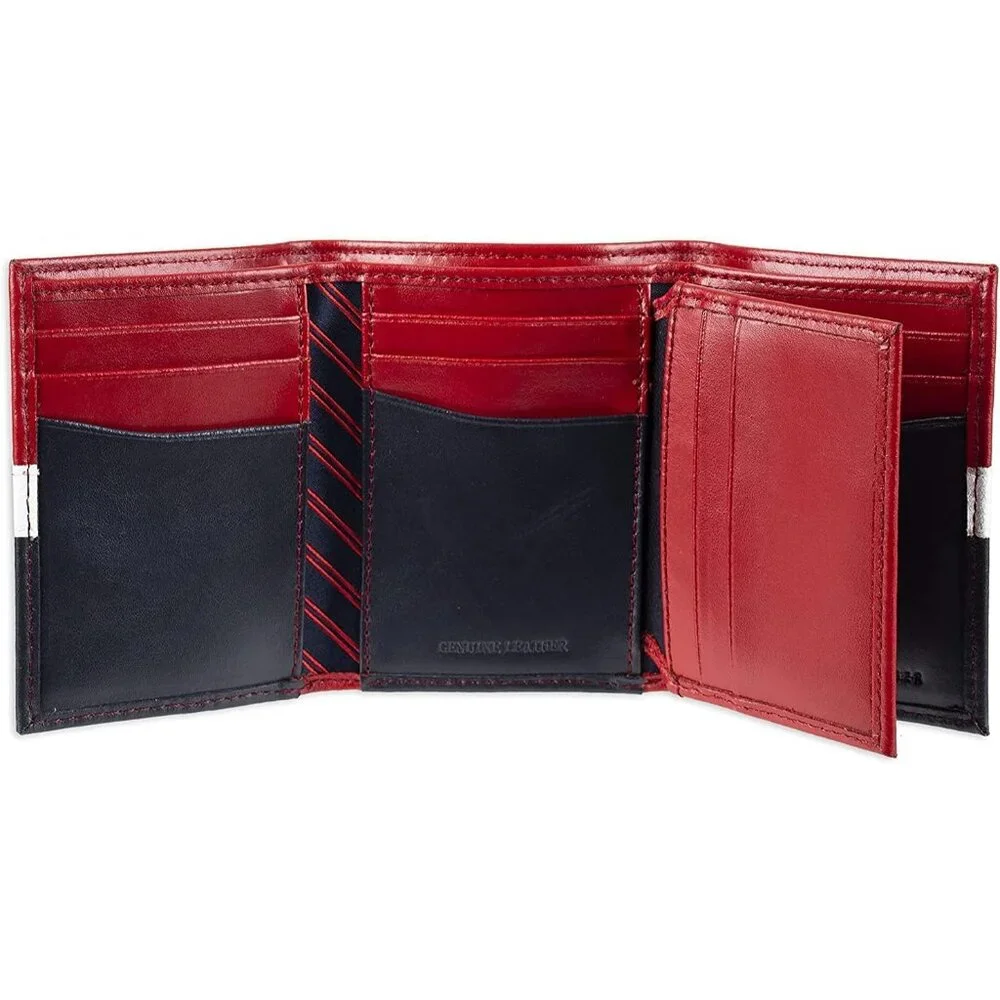 Tommy Hilfiger Men's Genuine Leather Slim Trifold Wallet with ID Window